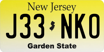 NJ license plate J33NKO