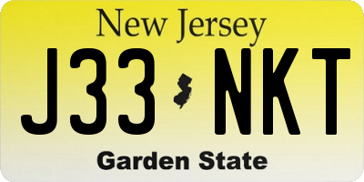 NJ license plate J33NKT