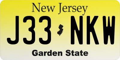 NJ license plate J33NKW