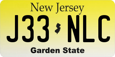 NJ license plate J33NLC