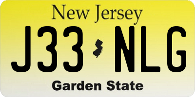 NJ license plate J33NLG