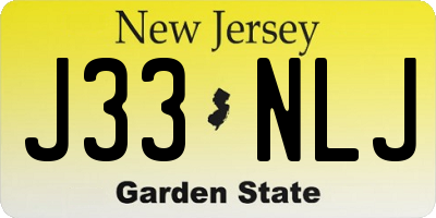 NJ license plate J33NLJ