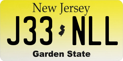 NJ license plate J33NLL