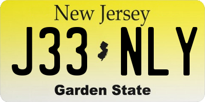 NJ license plate J33NLY