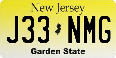 NJ license plate J33NMG