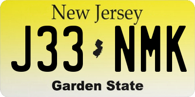 NJ license plate J33NMK