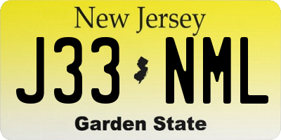 NJ license plate J33NML