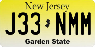 NJ license plate J33NMM