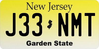 NJ license plate J33NMT