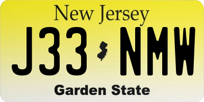 NJ license plate J33NMW