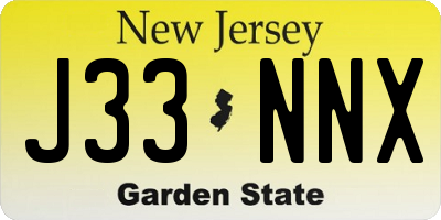 NJ license plate J33NNX