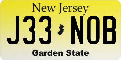NJ license plate J33NOB