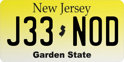 NJ license plate J33NOD
