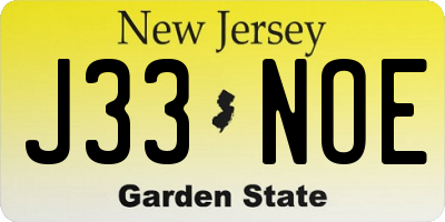 NJ license plate J33NOE