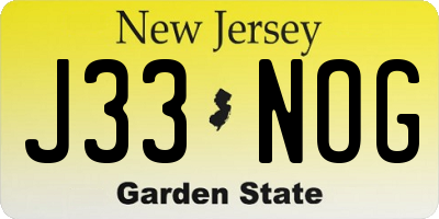 NJ license plate J33NOG
