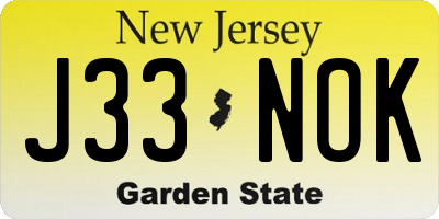 NJ license plate J33NOK