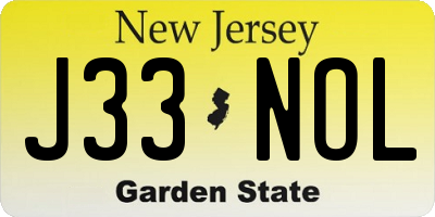 NJ license plate J33NOL