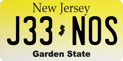 NJ license plate J33NOS