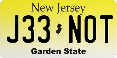 NJ license plate J33NOT