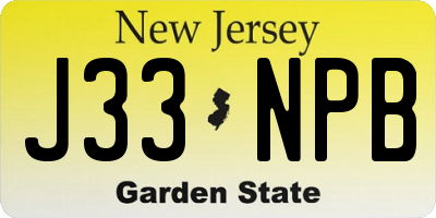 NJ license plate J33NPB