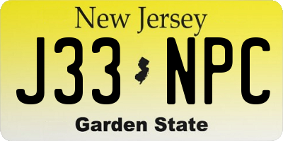 NJ license plate J33NPC