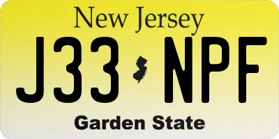 NJ license plate J33NPF