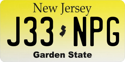NJ license plate J33NPG