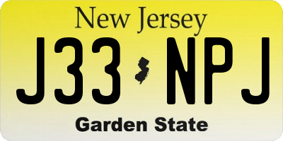 NJ license plate J33NPJ