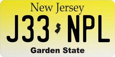 NJ license plate J33NPL