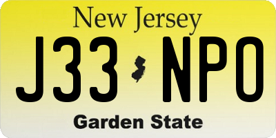 NJ license plate J33NPO