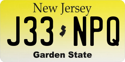 NJ license plate J33NPQ