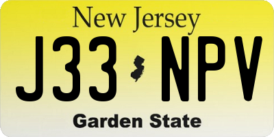 NJ license plate J33NPV