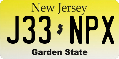 NJ license plate J33NPX