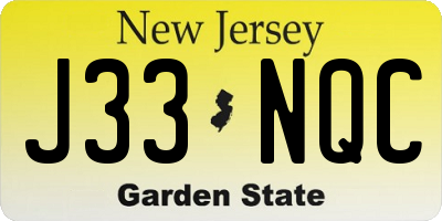 NJ license plate J33NQC
