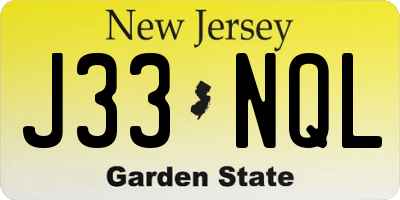 NJ license plate J33NQL