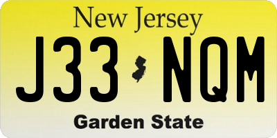 NJ license plate J33NQM