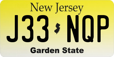 NJ license plate J33NQP