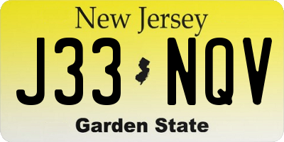 NJ license plate J33NQV