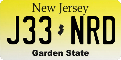 NJ license plate J33NRD