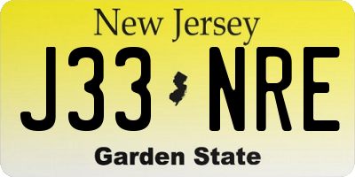 NJ license plate J33NRE