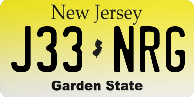 NJ license plate J33NRG