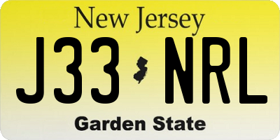 NJ license plate J33NRL