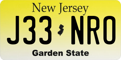 NJ license plate J33NRO