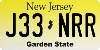 NJ license plate J33NRR