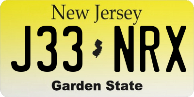 NJ license plate J33NRX