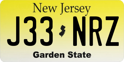 NJ license plate J33NRZ