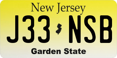 NJ license plate J33NSB