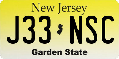 NJ license plate J33NSC