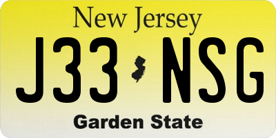 NJ license plate J33NSG