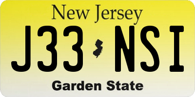 NJ license plate J33NSI